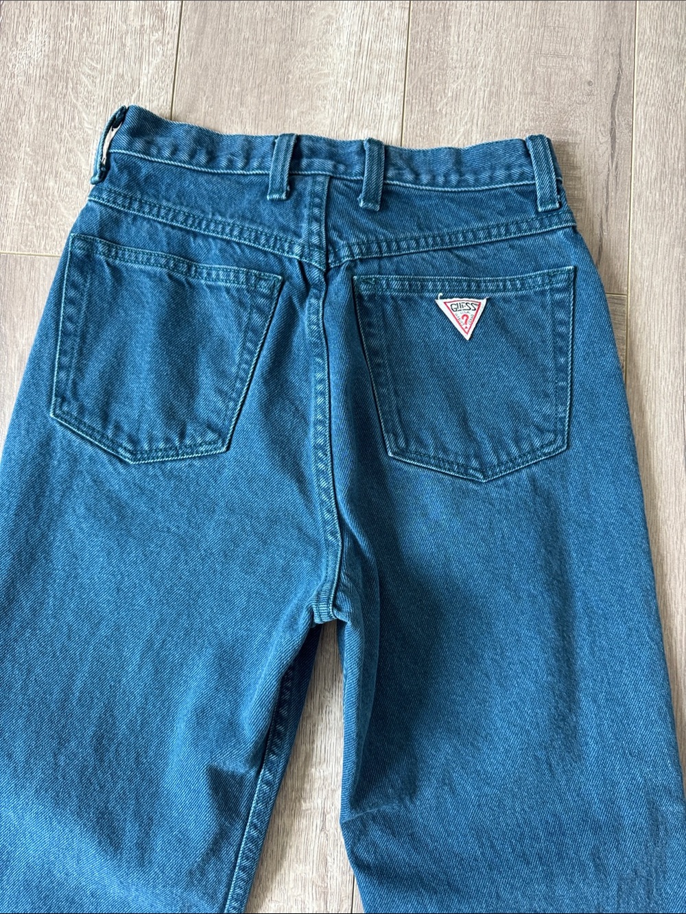 Vintage 90s Guess by Georges Marciano USA High Rise Mom Jeans Size 24 Teal Blue - Picture 4 of 7